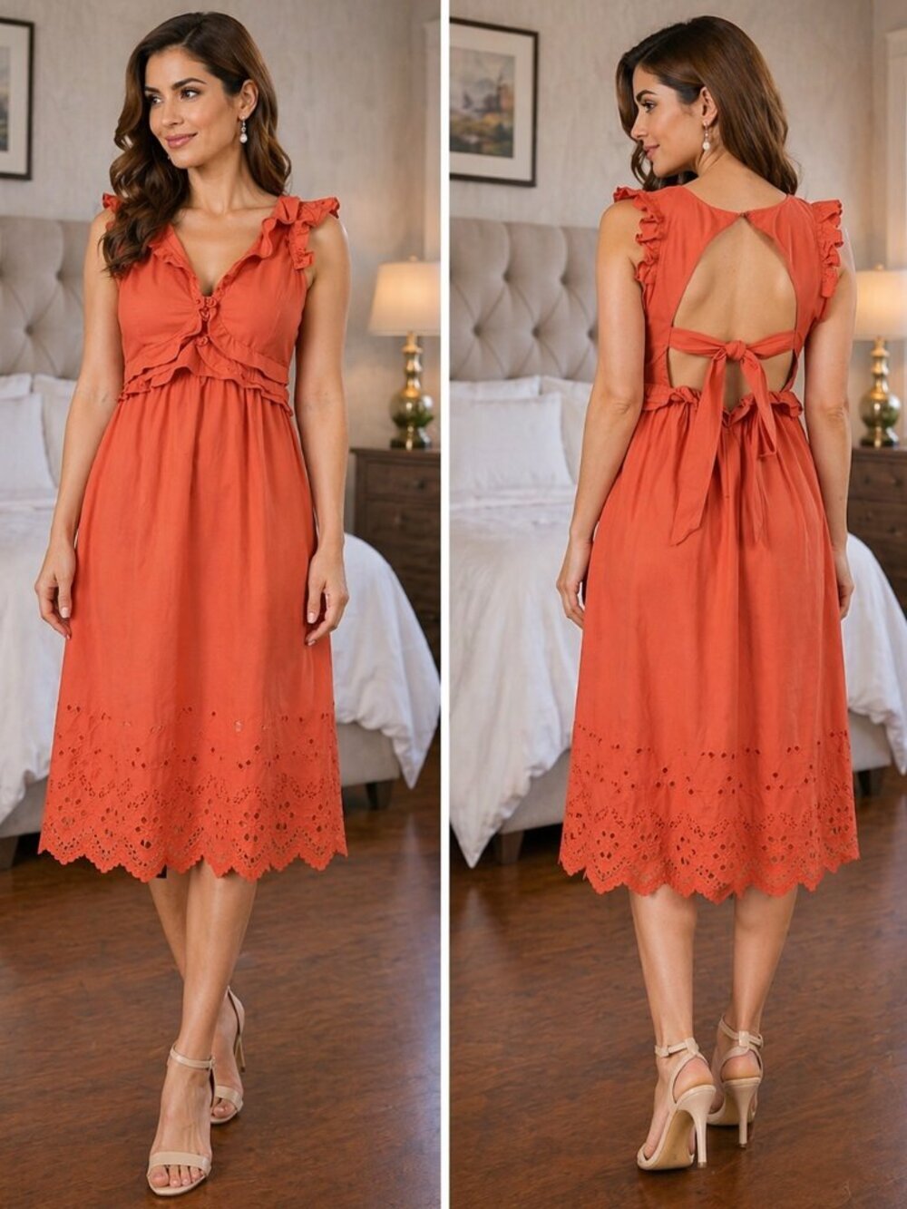 NWT Self-Portrait Openwork Ruffle Midi Dress $505